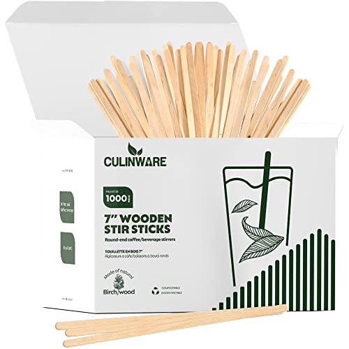  Birch Wood Coffee/Beverage Stirrers 7" (1000 Pack) Eco-Friendly Great For Your Coffee Nook.