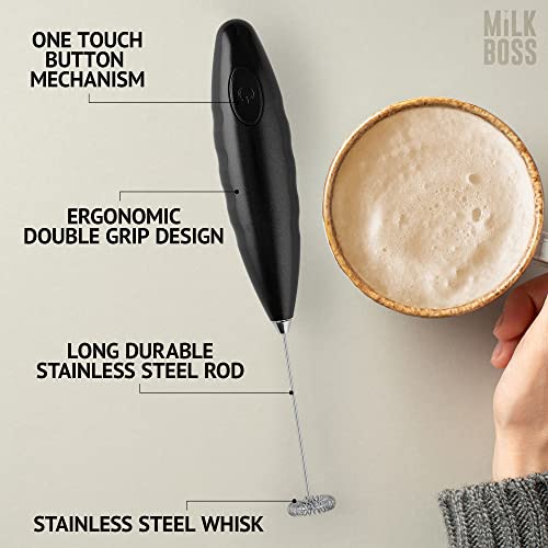  Frother For Coffee - Comfort Grip Matcha Whisk - Electric Matcha Mixer And Mixer Electric Handheld - Coffee Frother Handheld - Electric Drink Mixer (Black)