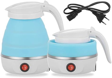  Foldable Portable Kettle | Travel Kettle - Upgraded Food Grade Silicone, 5 Mins Heater To Quickly Foldable Electric Kettle, White 600ML 110V US Plug