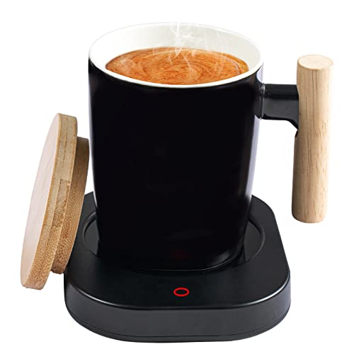  Mug Warmer With Mug Set - HOWAY Coffee Cup Warmer For Desk Auto Shut Off Keeps Tea Warm And Hot, 2 Temperature Settings