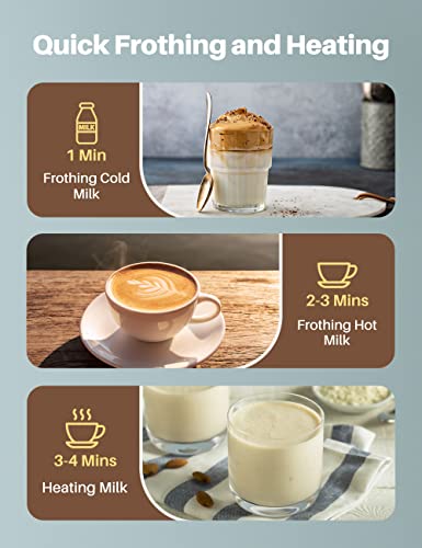  Milk Frother,Electric Foam Maker Stainless Steel Milk Steamer With Hot&Cold Milk Functionality Automatic Foam Electric Milk Warmer Silent Operation For Coffee, Latte, Hot Chocolates, Cappuccino