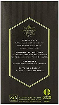 Harney & Sons , Tea, Tropical Green, Prem, Pack Of 6, Size - 20 BAG, Quantity - 1 Case