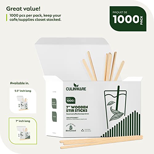  Birch Wood Coffee/Beverage Stirrers 7" (1000 Pack) Eco-Friendly Great For Your Coffee Nook.