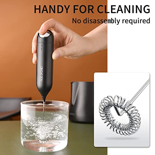  Milk Frother Handheld, Frother For Coffee, Drink Mixer Rechargeable USB-C, Electric Whisk With Integrated Stand And Charger, Mini Mixer Wand Wall Mount For Matcha, Black