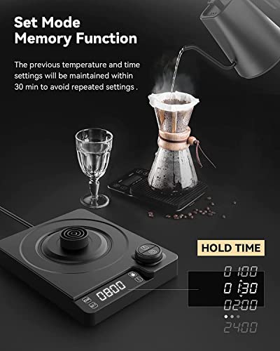  Gooseneck Electric Kettle Temperature Control，0.9L GooseneckElectric Kettles 1200W Rapid Heating Auto Shutoff Anti-dry Protection Hot Water Kettle Electric