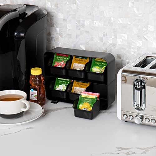  6 Drawer Tea Bag Holder And Organizer, Black