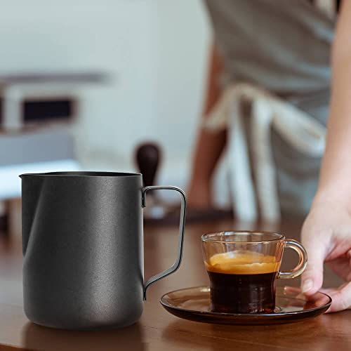  OTECH Black Milk Frothing Pitcher Steaming Cup 20 Ounce (600 Ml),Barista Tool Frother Jug For Espresso Machine Coffee Cappuccino Latte Art