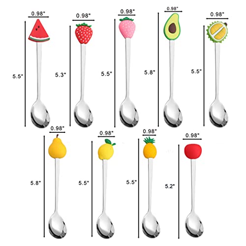  ELANE 9 Coffee Spoons, Fruit Spoons, Creative And Cute, Suitable For Families, Coffee Shops, Bars, Milk Tea Shops, Etc.