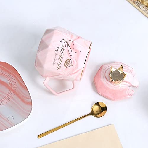  Coffee Mug Wamer, Beverage Warmer,Lovely Ins Coffee Cup With Warmer Set, Auto On/Off Gravity-Induction Coffee Tea Water Milk Warmer With Mug For Office Home Use(Crown Pink)