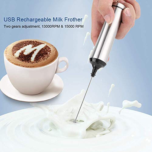  USB Rechargeable Stainless Steel Handheld Electric Milk Frother Foam Maker Coffee Decor Tool
