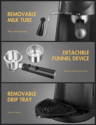  Espresso Machine, 3.5Bar Espresso Coffee Maker, Espresso And Cappuccino Machine With Milk Frother, Espresso Maker With Steamer