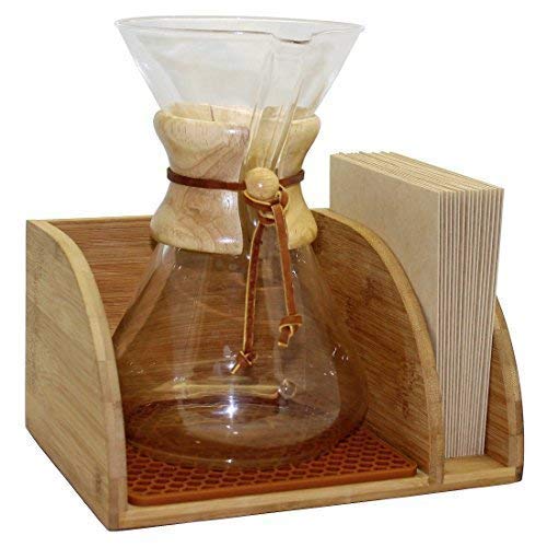  Caddy With Matching Brown Mat Compatible With Chemex Coffee Maker