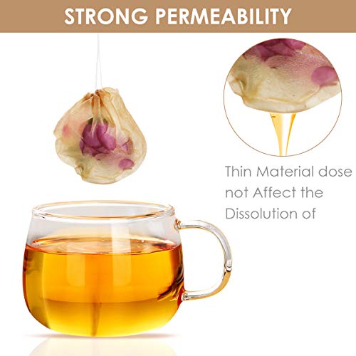  300PCS Tea Filter Bags For Loose Tea,Disposable Tea Infuser Unbleached Paper Safe & Natural Material Drawstring Empty Bag