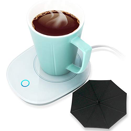  Ug Warmer Coffee Warmer With Automatic Shut Off To Keep Temperature Up To 131℉/ 55℃ With A Silicone Mug Cover Safely Use For Office/Home To Warm Coffee Tea Milk Candle Heating Wax (White)