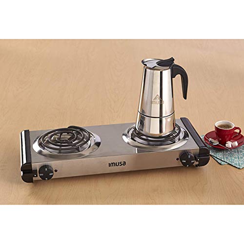  MUSA USA B120-22062M Stainless Steel Stovetop Espresso Coffeemaker 6-Cup, Silver