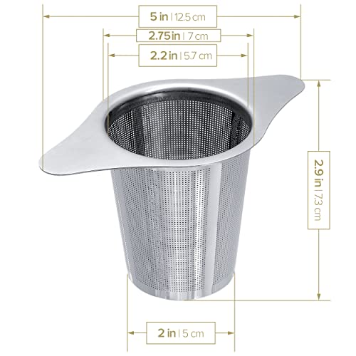  Universal Tea Infuser With Lid/Coaster – Fits Mugs, Cups, Teapots – Food Grade 304 Stainless Steel Filter – Large Capacity With Extra-Fine Mesh