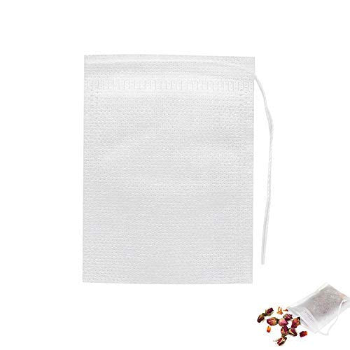  200 Pcs Disposable Tea Filter Bags Empty Cotton Drawstring Seal Filter Tea Bags For Loose Leaf Teal（3.54 X 2.75 Inch）