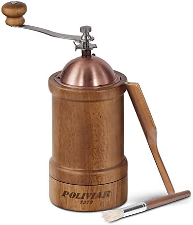  Manual Coffee Grinder, Coffee Bean Grinder With Adjustable Ceramic Burr, Vintage Style Wooden Hand Coffee Grinder, Large Capacity Burr Coffee Grinder With Brush And Spoon (JX2022-CG20)