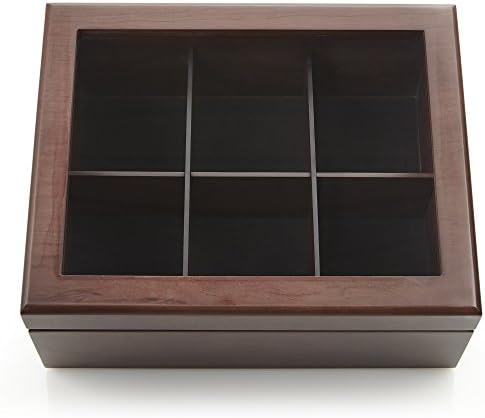  Tea Box - Luxury Wooden Tea Storage Chest From The Premier Collection - 8 Adjustable Compartment Tea Bags Organizer Container - Elegantly Handmade W/Scratch Resistant Window