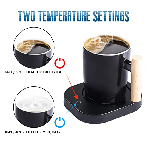  Mug Warmer With Mug Set - HOWAY Coffee Cup Warmer For Desk Auto Shut Off Keeps Tea Warm And Hot, 2 Temperature Settings