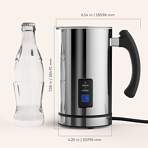 GENERIC Milk Frother, Electric Milk Steamer Foam Maker, Automatic Hot And Cold Milk Frother Warmer For Cappuccino, Hot Chocolates, Coffee, Latte, Stainless Steel, Non-Stick Interior, Heater With Strix Control