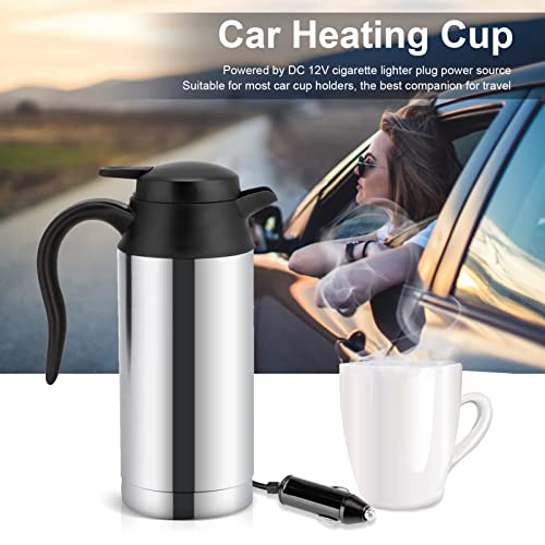  Car Electric Kettle,12V 750ml Stainless Steel Electric Kettle,Car Heating Cup Coffee Mug Travel Mug,Water Milk Heating Kettle For Camping