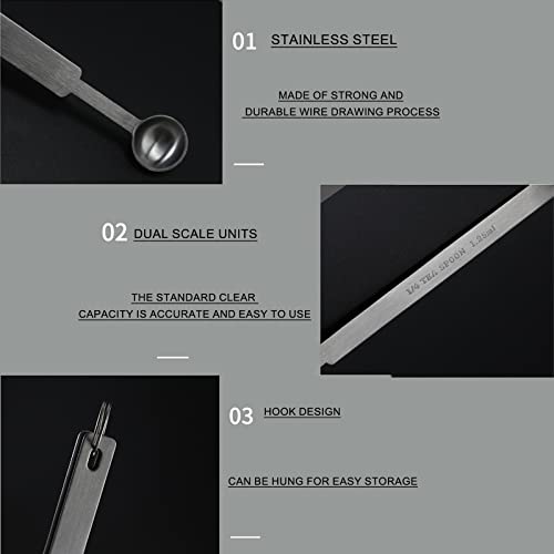  Stainless Steel Coffee Bean Spoon, Milk Powder Spoon Quantitative Spoon Gram Spoon Coffee Powder Spoon Five-piece Set