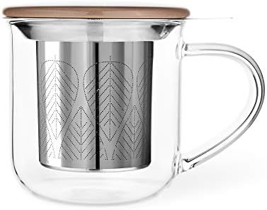  IVA Minima Eva Infuser Tea Mug Glass/Hazy Blue- 400 Ml / 14 Oz