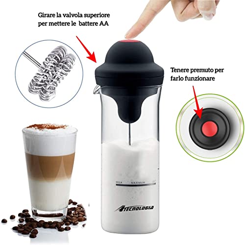  Electric Milk Frother Beater Skimmer Cappuccinatore With Container (Batteries Not Included)