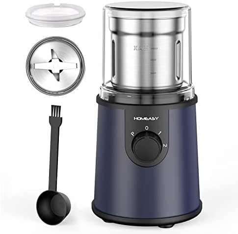  Coffee Grinder Electric, HOMEASY Electric Spice Grinder Coffee Bean Grinder Spice Blender For Coffee Bean Nuts Spice With 304 Stainless Steel Blades Removable Bowls, 350W, 110-120V (Beige)
