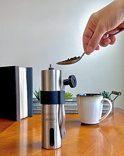  Manual Coffee Grinder - Stainless Steel Conical Ceramic Burr Coffee Bean Grinder For Espresso And French Press - Portable For Travel And Camping - Adjustable Hand Crank For Precision Or Coarse Grind 