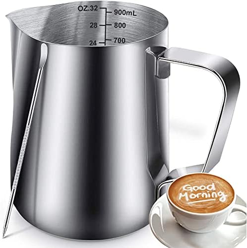  12oz Milk Frothing Pitcher, Stainless Steel Espresso Latte Cup Steaming Pitcher Creamer Cup, Milk Frother Cup Espresso Machine Accessories Barista Tools Jug For Coffee Cappuccino With Latte Art Pen
