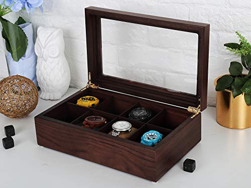  Tea Box - Luxury Wooden Tea Storage Chest From The Premier Collection - 8 Adjustable Compartment Tea Bags Organizer Container - Elegantly Handmade W/Scratch Resistant Window