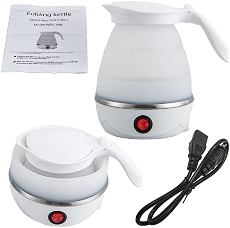  Foldable Portable Electric Kettle, Travel Folding Electric Kettle, Food-grade Silicone,3Mins Fast Boiling,600ML Portable Electric Kettle For Travel Or Camping With Power Cord 110/220V US Plug