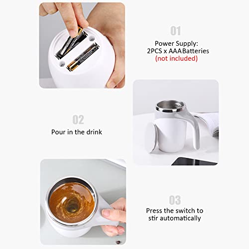 Electric Stirring Coffee Mug, Self Stirring Mug Rotating Home Office Travel Mixing Cup, Funny Electric Stainless Steel Self Mixing Coffee Tumbler, Suitable For Coffee, Milk, Cocoa(White)