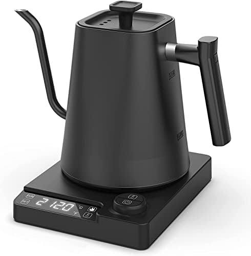  Gooseneck Electric Kettle Temperature Control，0.9L GooseneckElectric Kettles 1200W Rapid Heating Auto Shutoff Anti-dry Protection Hot Water Kettle Electric