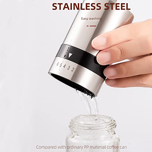  Manual Coffee Bean Grinder With Adjusted 6 Different Coarseness Setting Stainless Steel Shell With Removable Handle,LIODOR Manual Coffee Grinder Coffee Beans Ceramic Burr Coffee Grinder
