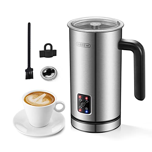  IBREW Milk Frother, Electric Milk Steamer Stainless Steel, 10.1oz/5.1oz Automatic Milk Warmer, Cold/Hot Milk Foamer Maker For Latte, Cappuccino, Hot Chocolate, Milk Heater, 4 Temperature Range