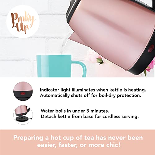  Arker Electric Tea Kettle - Cordless Kettle Stainless Steel Hot Water Boiler In Rose Gold - 56oz Set Of 1