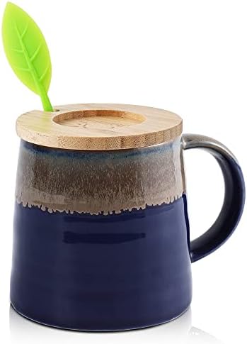  Tea Mug With Infuser And Lid, 16.5 OZ Tea Infuser Cup, Tea Strainer Cup With Large Handle For Loose Tea, Ceramic Tea Steeping Mug, Microwave And Dishwasher Safe Coffee Mug (Black And White)