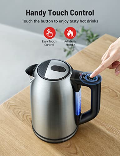  Lectric Kettle,Tea Kettle With 6 Temperature Settings,Paris Rhône 1.7L Cordless Hot Water Boiler Heate,Strix Thermostat,Touch Control,Auto-Shutoff/Boil-Dry Protection, Keep Warm,LED Indicator,Coffee