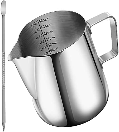  Milk Frothing Pitcher 304 Stainless Steel Milk Frother Cup 20 Oz (600ml) For Coffee Arts/Espresso/Cappuccino