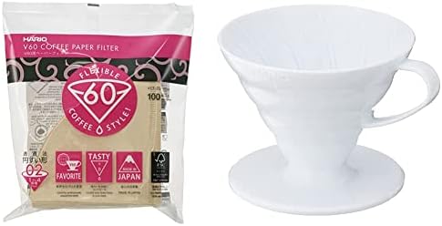 Hario V60 Paper Coffee Filters Single Use Pour Over Cone Filters Size 02 White, 100 Count, 2-pack