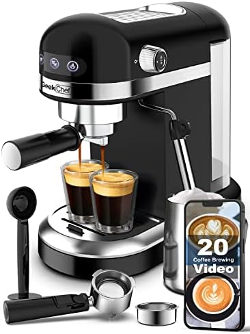  Espresso Machine 20 Bar, Fast Heating Automatic, Compact Coffee Maker With Milk Frother Steam Wand, Latte & Cappuccino Maker For Espresso, 1.4L Water Tank, 1350W