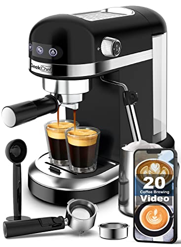  Espresso Machine 20 Bar, Fast Heating Automatic, Compact Coffee Maker With Milk Frother Steam Wand, Latte & Cappuccino Maker For Espresso, 1.4L Water Tank, 1350W
