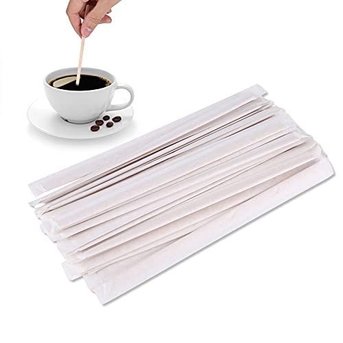  19cm Coffee Stirrers, Wooden Tea Hot Drinks Coffee Stir Sticks Corn Candy Stick With Individually Paper Wrapped
