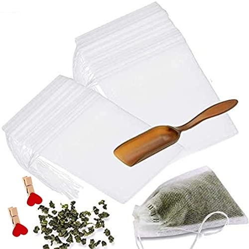  Tea Filter Bags With Free Tea Spoon, Safe & Natural Material, Disposable Tea Infuser For Loose Leaf Tea, Coffee, Spice, Herbs (300 PCS)