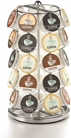  Nifty K Cup Holder – Compatible With K-Cups, Coffee Pod Carousel | 35 K Cup Holder, Spins 360-Degrees, Lazy Susan Platform, Modern Black Design, Home Or Office Kitchen Counter Organizer