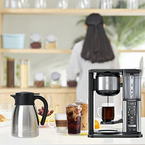  34Oz Thermal Coffee Carafe, Insulated Stainless Steel Coffee Carafes For Keeping Hot/Double Walled Vacuum Coffee Carafe (Silver, 1L)