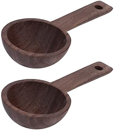  Coffee Scoop, Wooden Measuring Spoon Walnut Teaspoon Coffee Accessories Coffee Bean Measuring Spoon For Coffee Tea Sugar Dlour Spices(2)